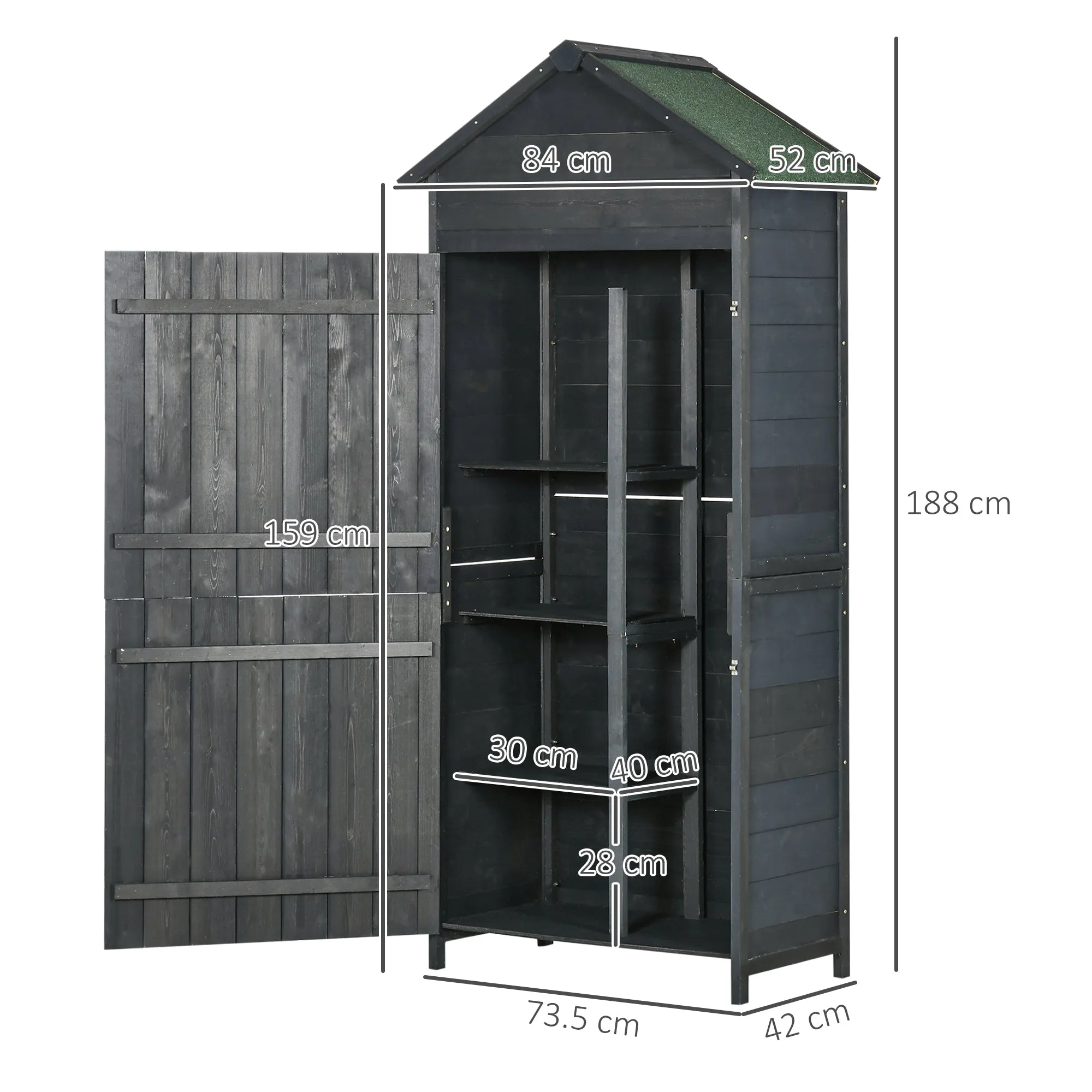 Rustica 188cm Barn Door Reverse Apex Garden Store Lockable Fir Wood Grey by Steadfast