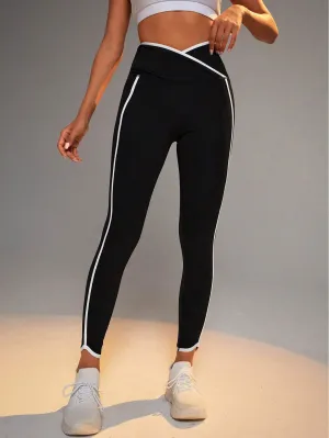 SHEIN Yoga Trendy Contrast Binding Sports Leggings