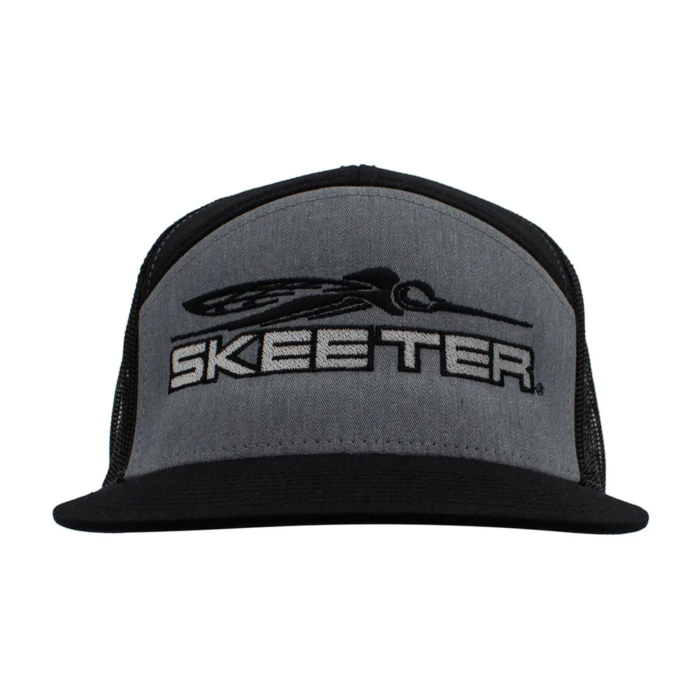 Skeeter Heather Grey/Black 7 Panel Flat Bill
