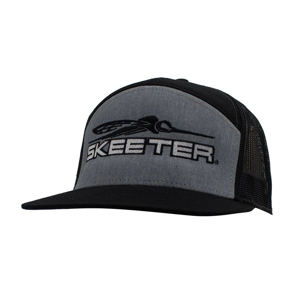 Skeeter Heather Grey/Black 7 Panel Flat Bill