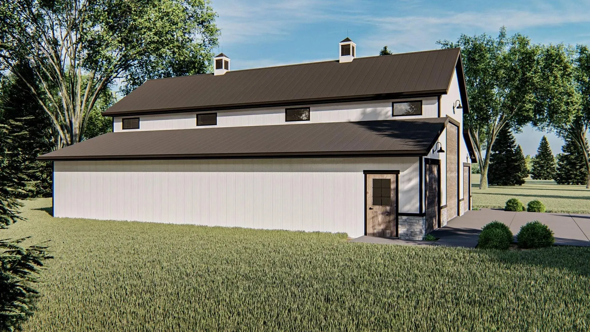 Spacious 3-Bay Garage Plan with High Ceilings and Durable Design