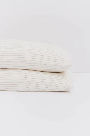 Standard Linen Pillow Cases Tobacco Pinstripe