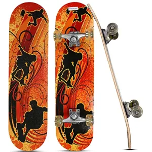 Strauss Bronx YB Lightweight Skateboard with Unique Graphics|31 X 8 Inches with 8 Layer Maple Deck with High Density & Non-Slip Waterproof Grip Tape|2 inch PU Wheels|Smooth Ride|for 8 Years and above