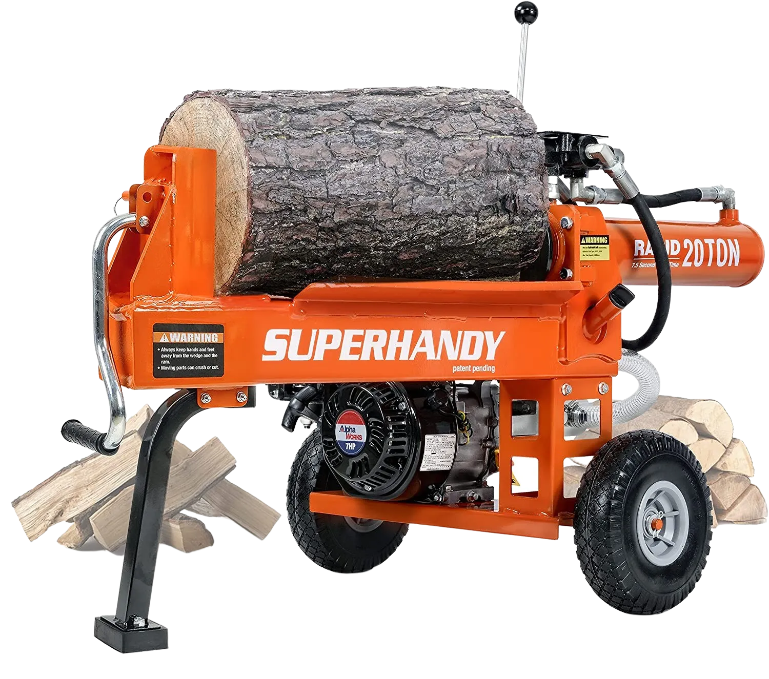 Super Handy GUO077 Portable 20 Ton Gas Powered Log Splitter New