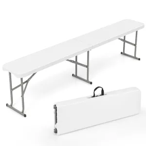 Tangkula 6 FT Plastic Folding Bench, Foldable Bench Seat with Carry Handle, Non-Slip Mat