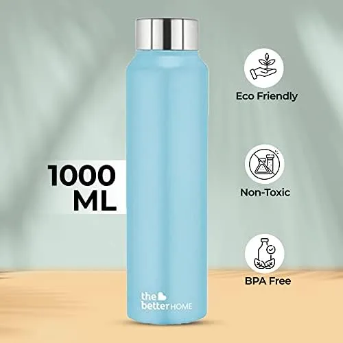 The Better Home FUMATO 1000 Watt 2 Slice Pop-up Toastmate Toaster & Stainless Steel Water Bottle 1 Litre Blue
