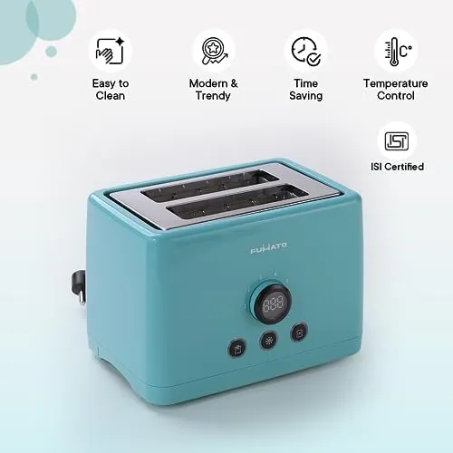 The Better Home FUMATO 1000 Watt 2 Slice Pop-up Toastmate Toaster & Stainless Steel Water Bottle 1 Litre Blue