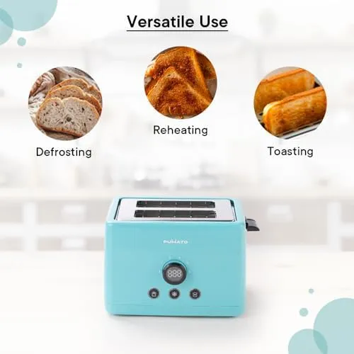 The Better Home FUMATO 1000 Watt 2 Slice Pop-up Toastmate Toaster & Stainless Steel Water Bottle 1 Litre Blue