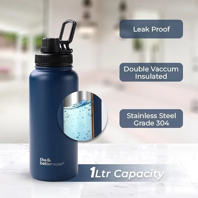 The Better Home FUMATO Aerochef Airfryer Blue & Insulated Bottle 1 litre Blue (Pack of 2)