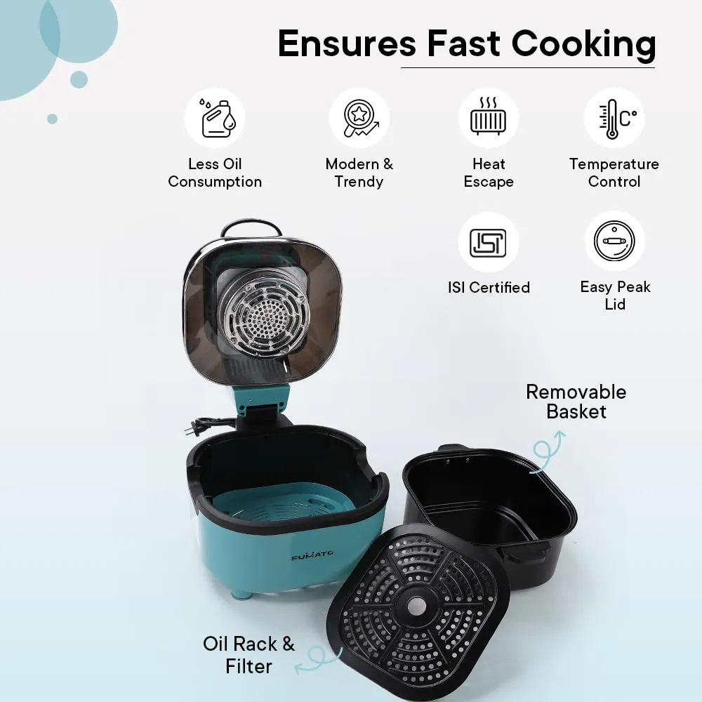 The Better Home FUMATO Aerochef Pro Air fryer With Digital Screen Panel 6.8L LightBlue & Stainless Steel Water Bottle 1 Litre Pack of 3Blue