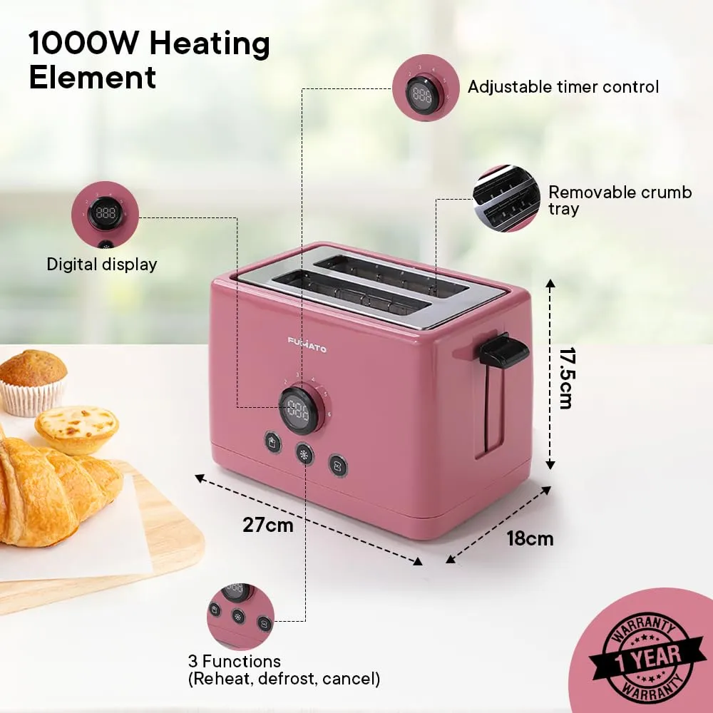 The Better HomeFUMATO Toastmate Toaster Pink & Insulated Bottle 1 litre Pink(Pack of 1)