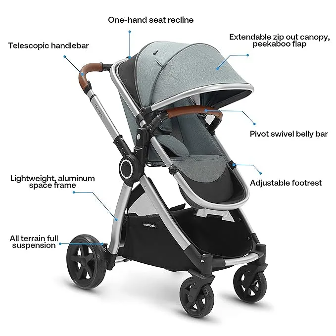 Ultimate 2 Stroller   Bassinet - Grey / Silver Frame