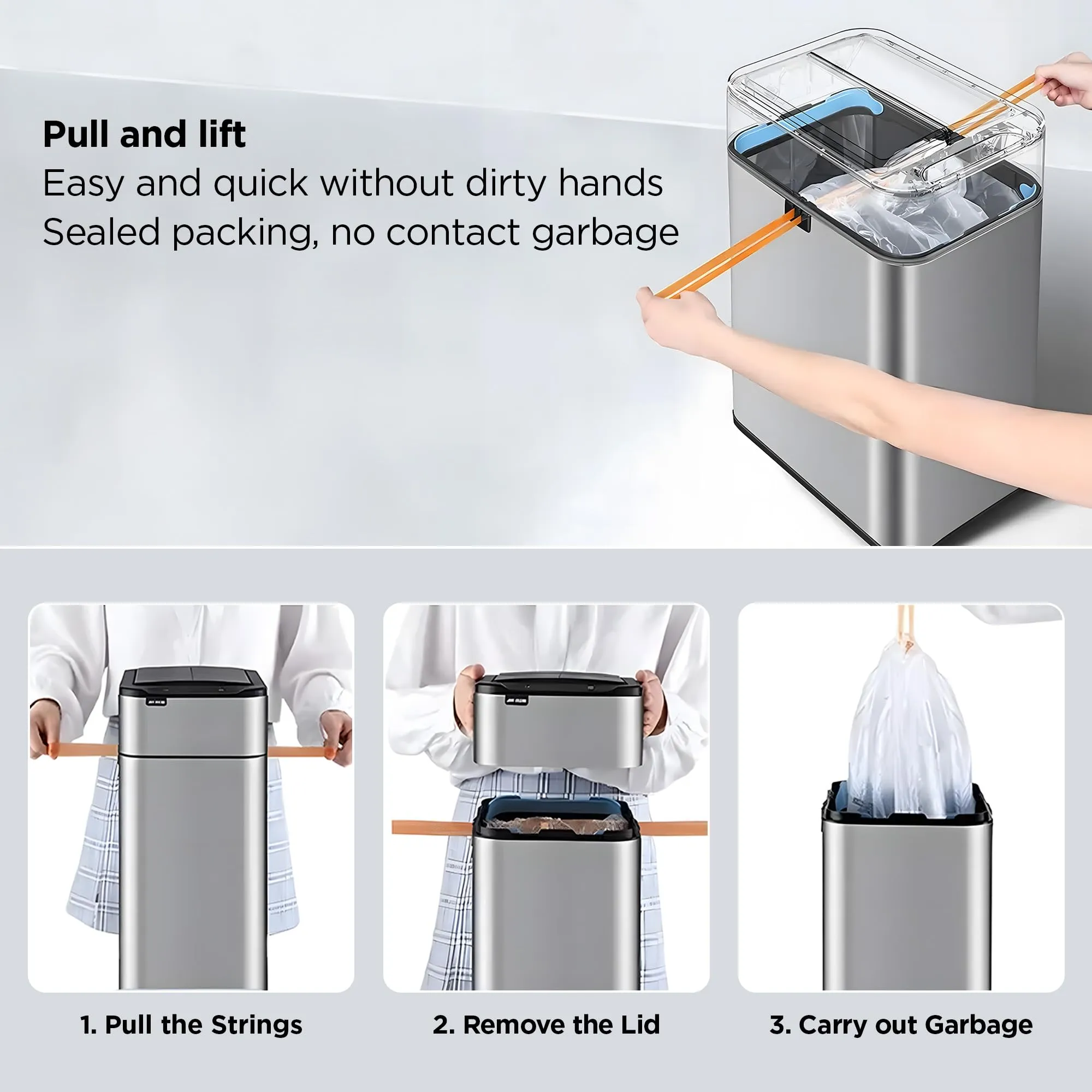 UMAI 20L Stainless Steel Dustbin For Kitchen With Lid | Motion Sensor Dustbin | Waterproof Dustbin For Bathroom | Waste Bin For Kitchen | Soft Close Lid- Silver