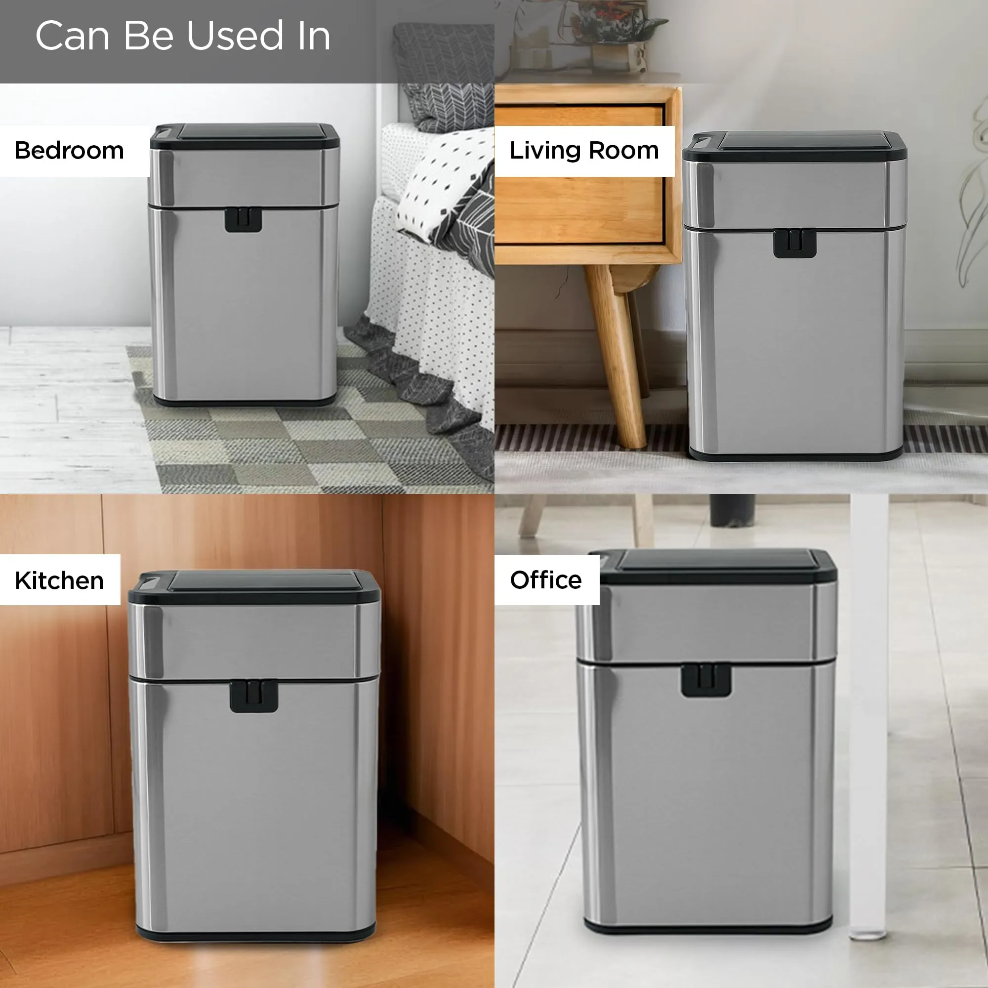 UMAI 20L Stainless Steel Dustbin For Kitchen With Lid | Motion Sensor Dustbin | Waterproof Dustbin For Bathroom | Waste Bin For Kitchen | Soft Close Lid- Silver