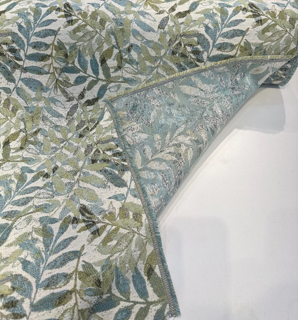 Upholstery Fanwood Leaves Aquamarine Swavelle Chenille Fabric By The Yard
