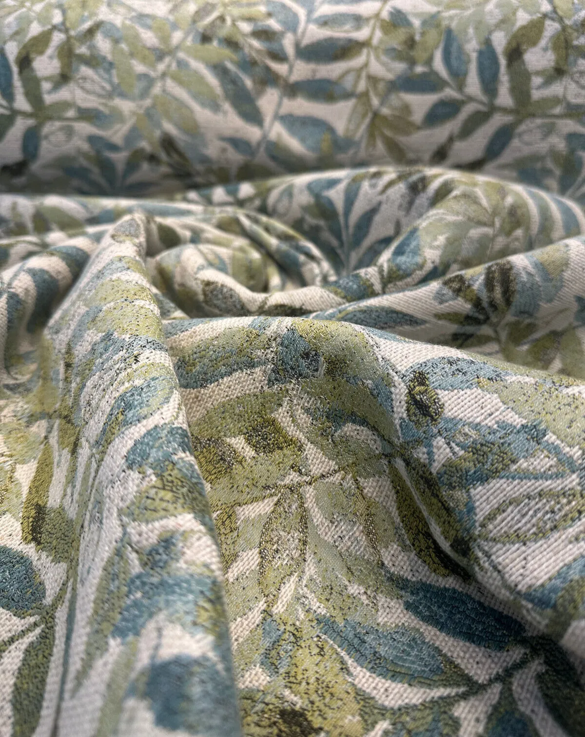 Upholstery Fanwood Leaves Aquamarine Swavelle Chenille Fabric By The Yard