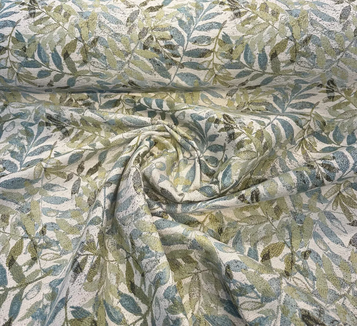 Upholstery Fanwood Leaves Aquamarine Swavelle Chenille Fabric By The Yard