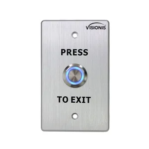 Visionis VIS-7001 - Indoor   Outdoor Weather, Waterproof Rated IP65 Stainless Steel Door Bell Type Round Request To Exit Button Standard Size For Door Access Control w/ LED Light, NC, COM, NO Outputs