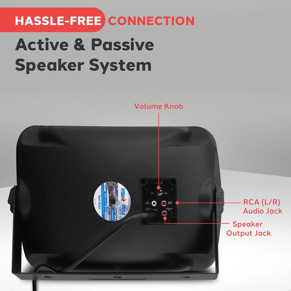 Waterproof & Bluetooth 6.5'' Indoor / Outdoor Speaker System, 800 Watt, Black