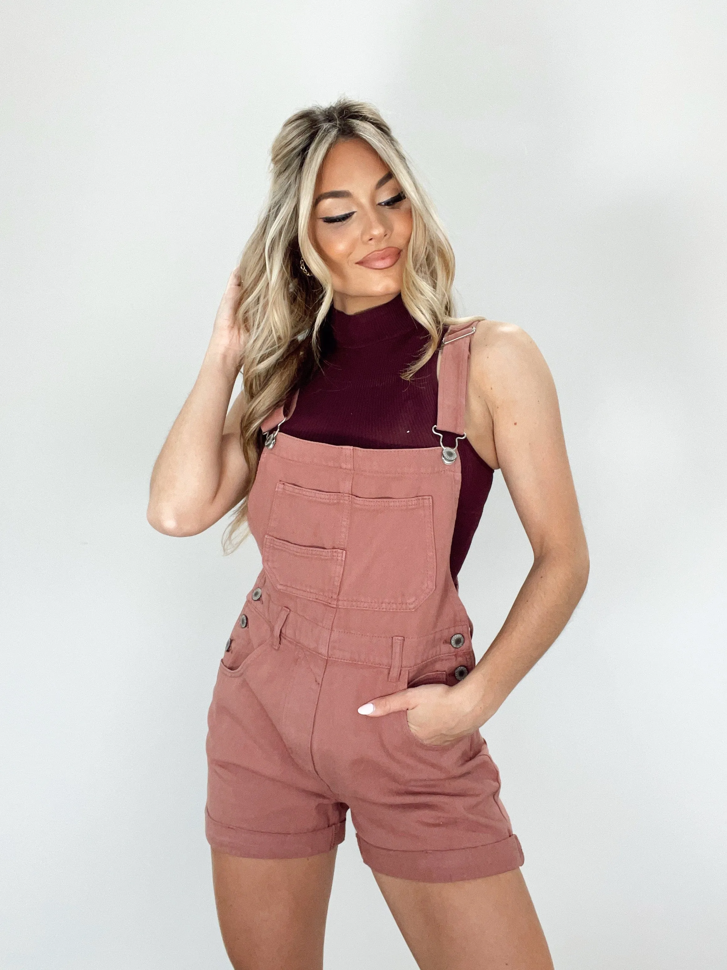Woodrose Denim Shortalls