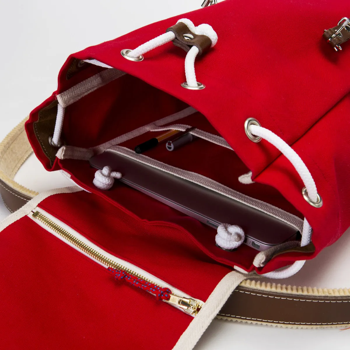 YKRA Matra Mini Leather Strap & Bottom Backpack Red