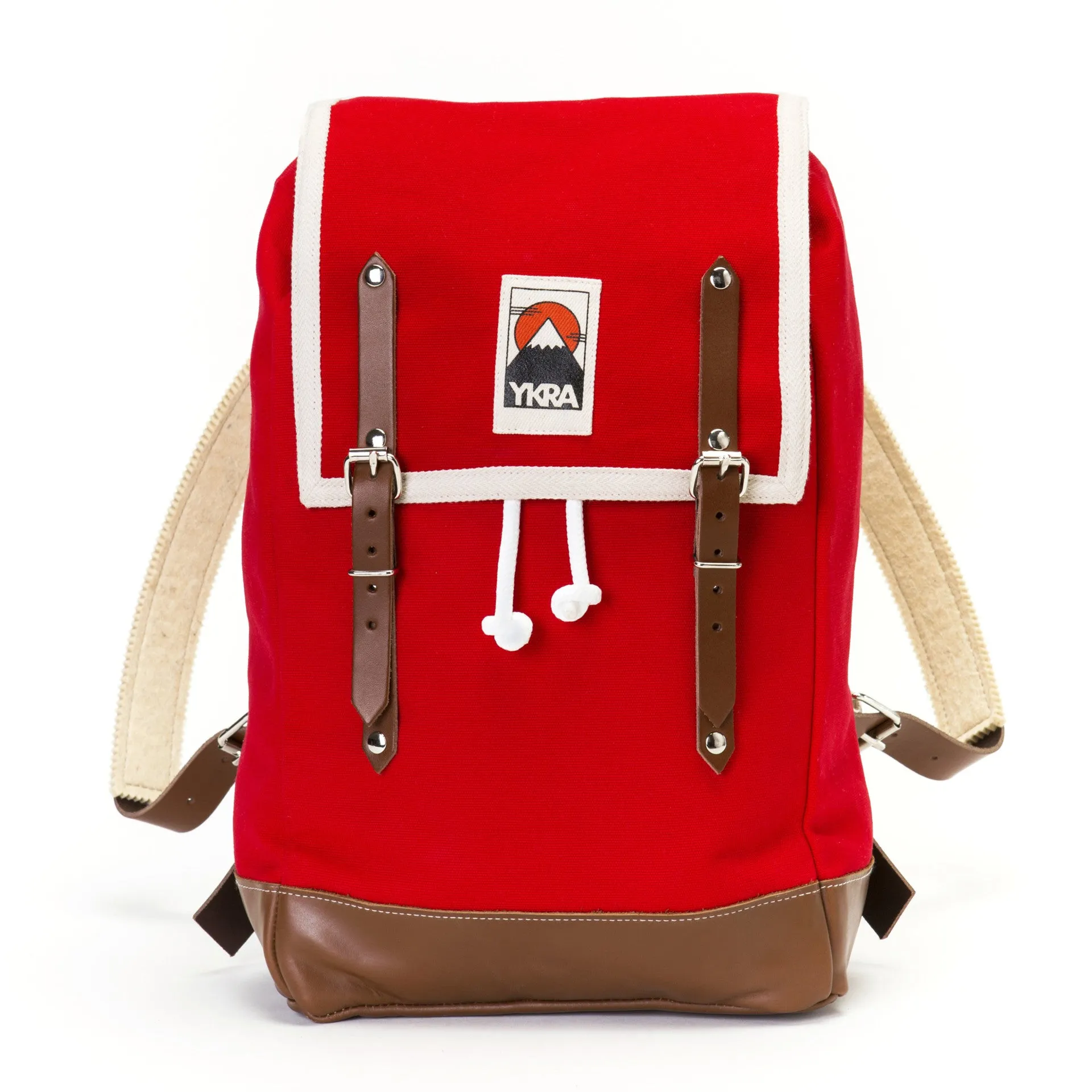 YKRA Matra Mini Leather Strap & Bottom Backpack Red
